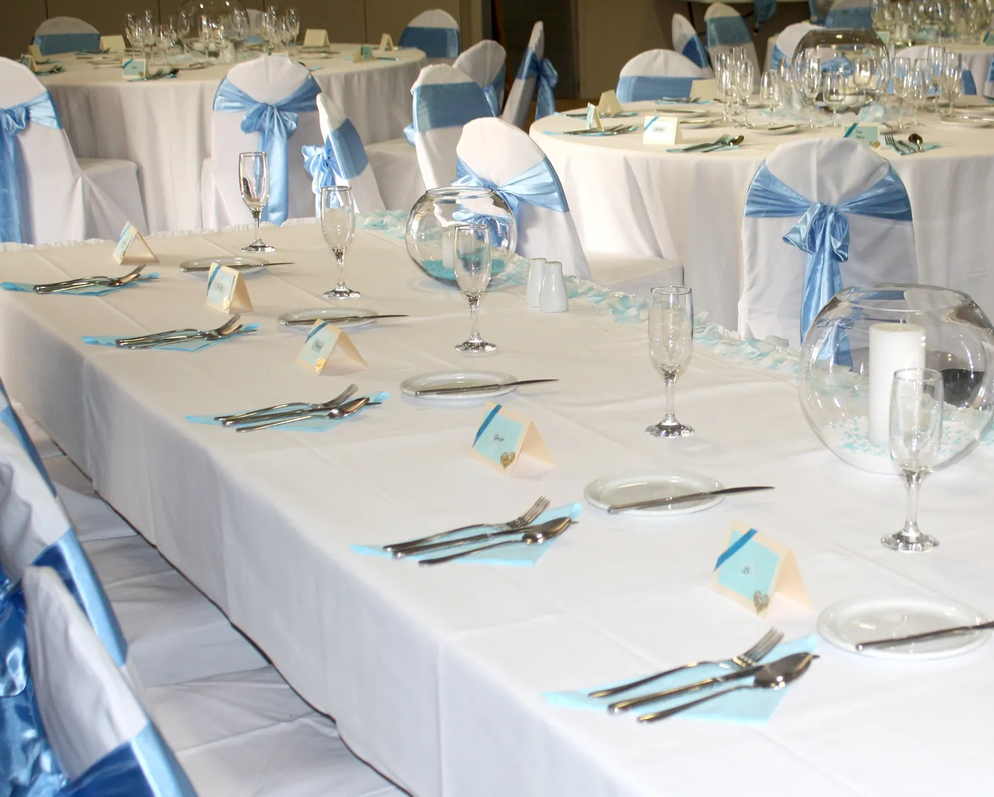 A function table set for a wedding at the Benalla Bowls Club